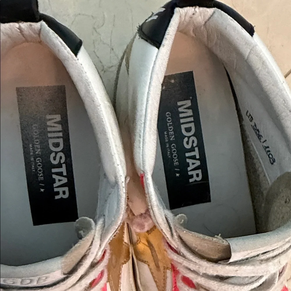 Golden Goose White and Pink High-Top Sneakers with Gold Star - Picture 6 of 8